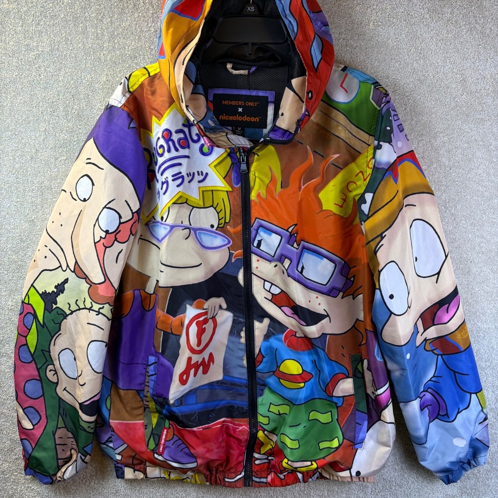 Members Only Nickelodeon Rugrats Windbreaker Jacket‎ Men Medium Colorful Graphic